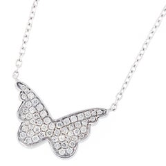 Diamond White Gold Butterfly Pendent Necklace
