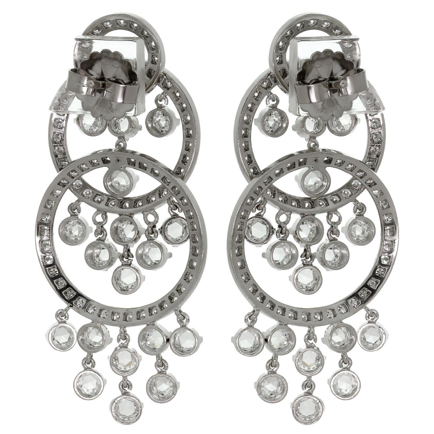 Diamant-Weißgold-Kronleuchter-Ohrringe Damen im Angebot