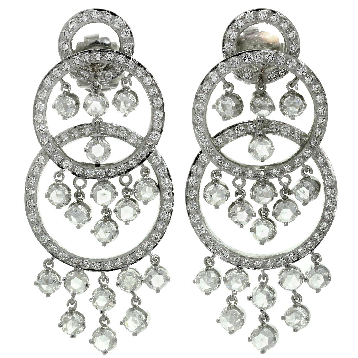 Diamond White Gold Chandelier Earrings For Sale