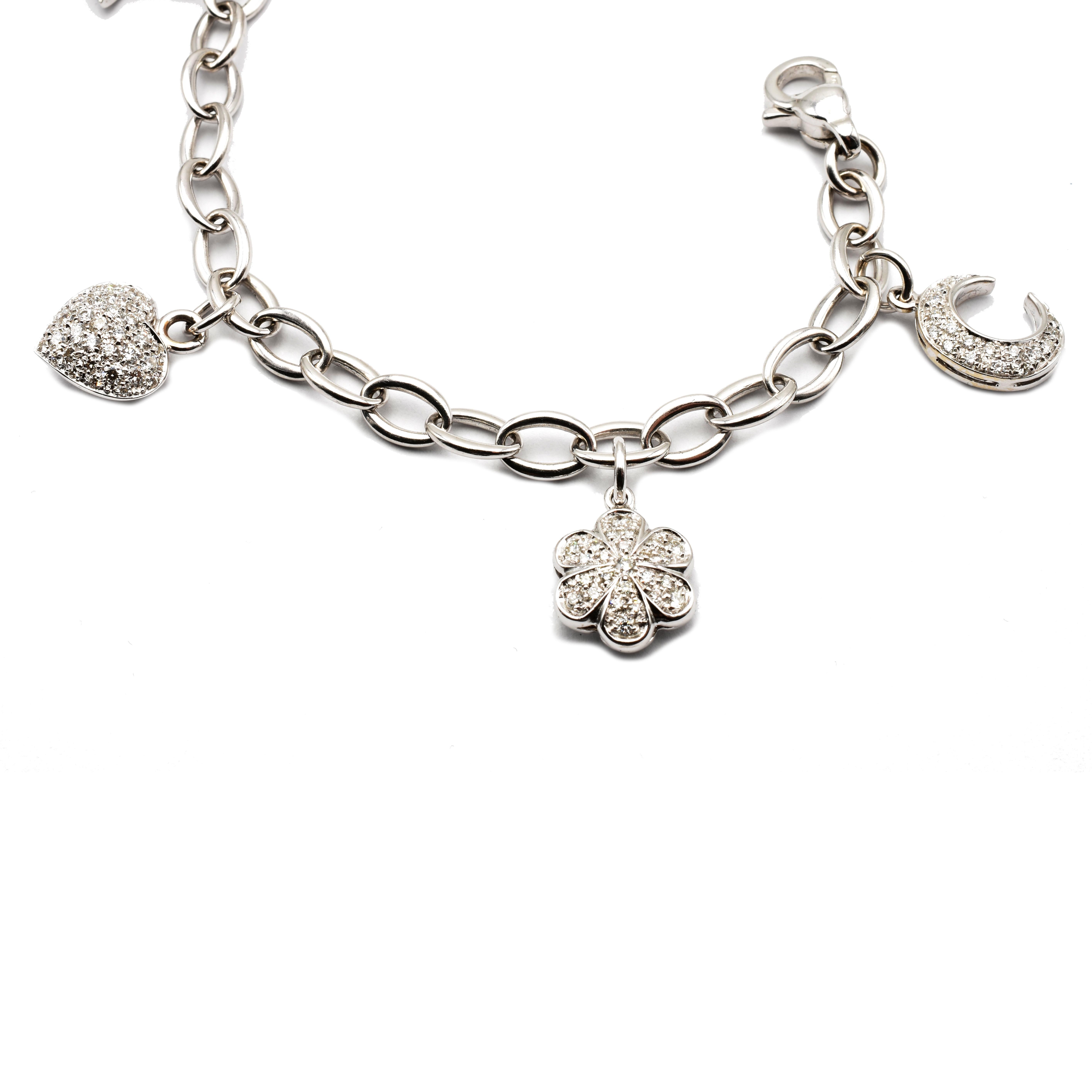 white gold bracelet with charms