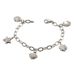 Diamond White Gold Charms Bracelet, Made in Italy