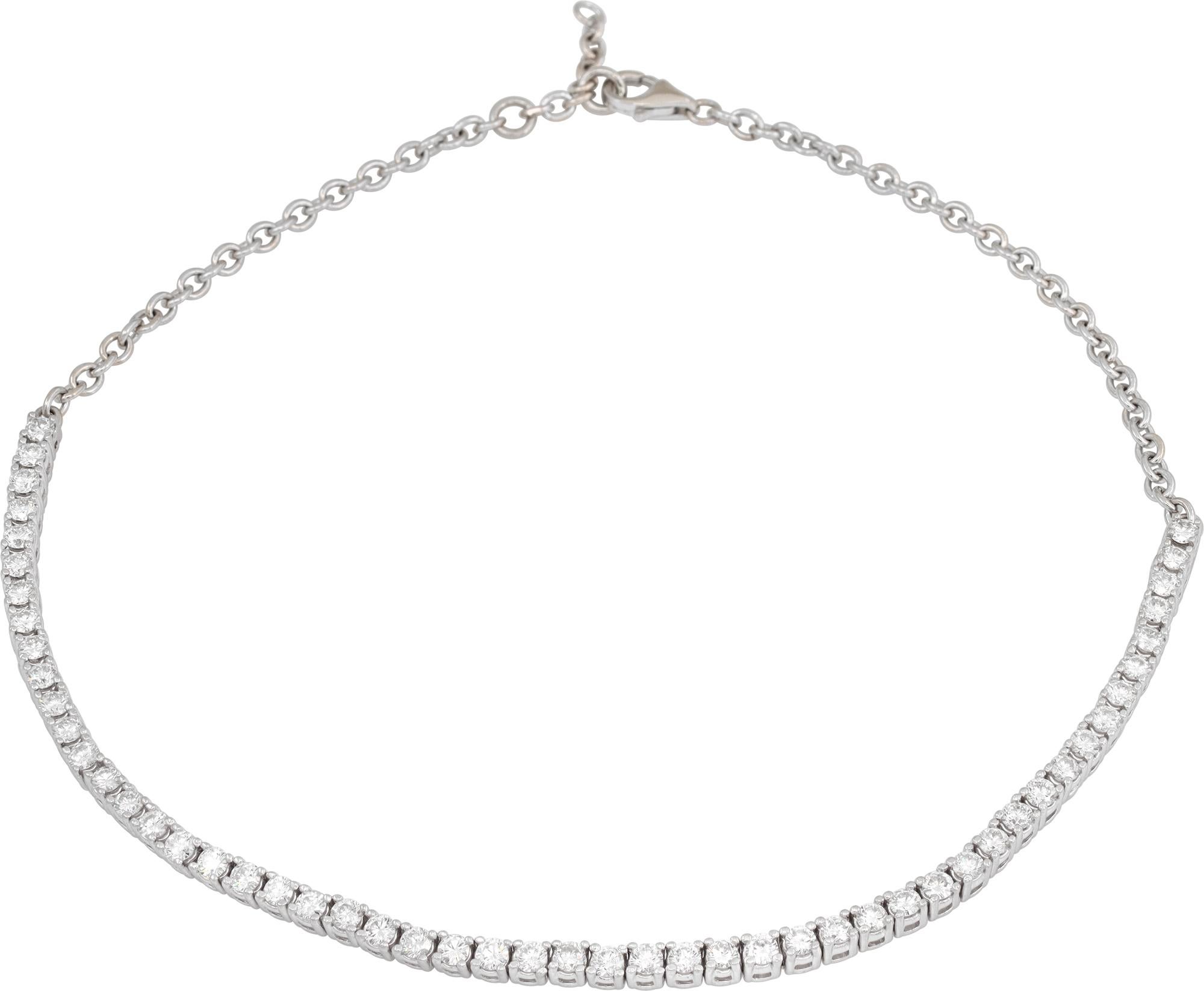 Collana girocollo con diamanti in oro bianco in vendita 1