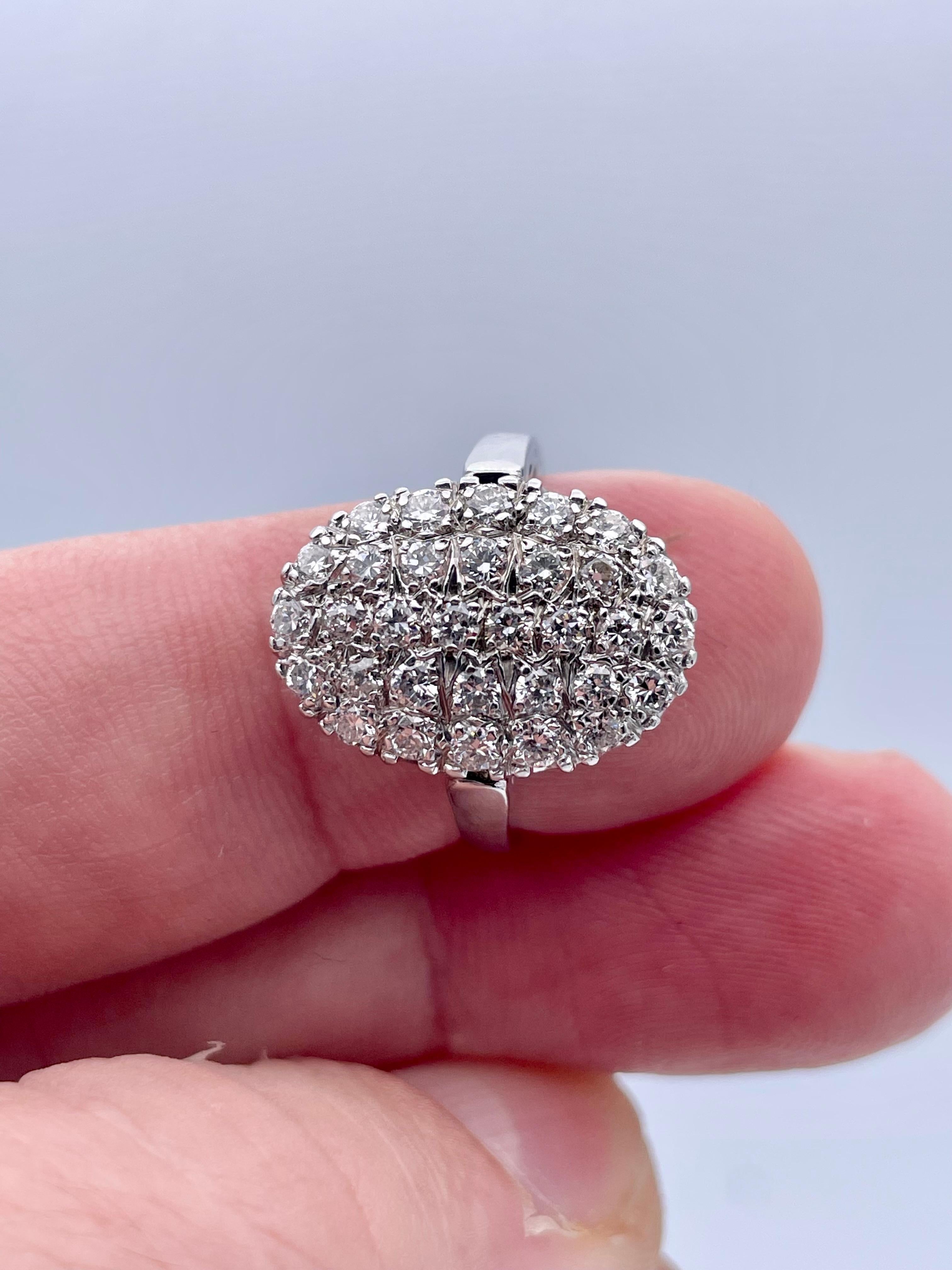 Women's or Men's Diamond White Gold Cocktail Ring For Sale