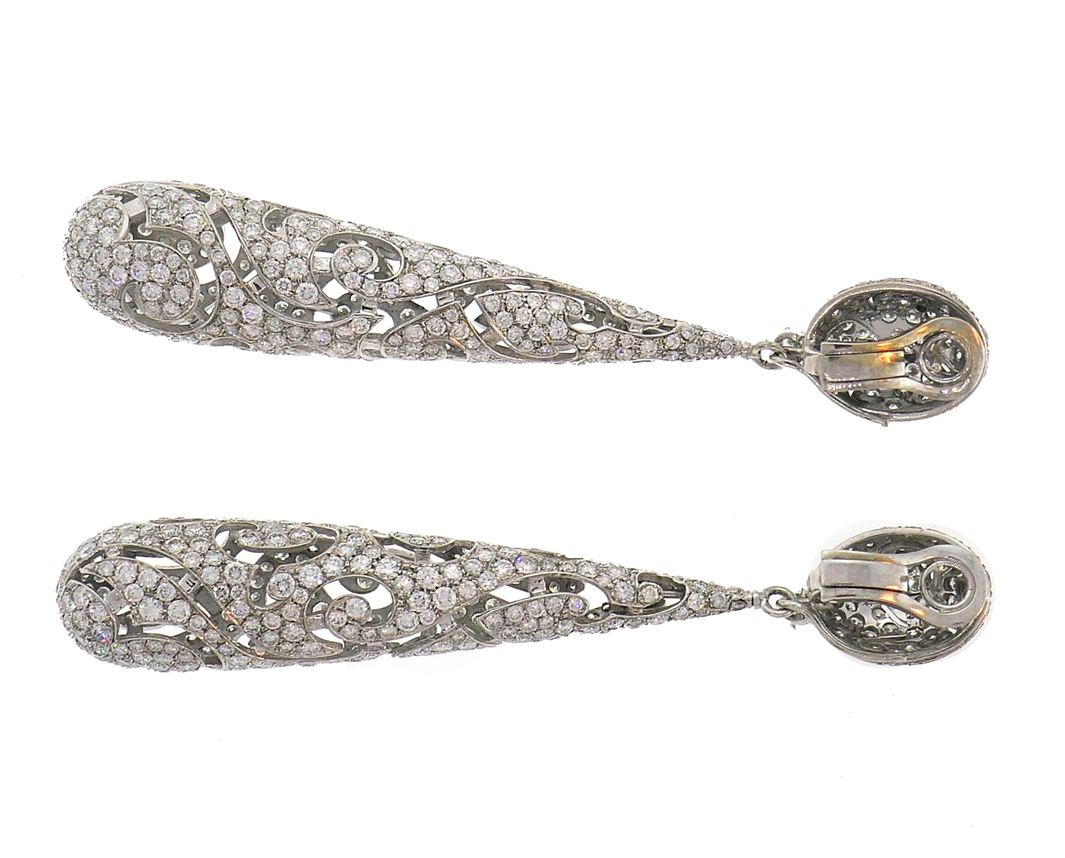 Women's Diamond White Gold Dangle Earrings Day and Night
