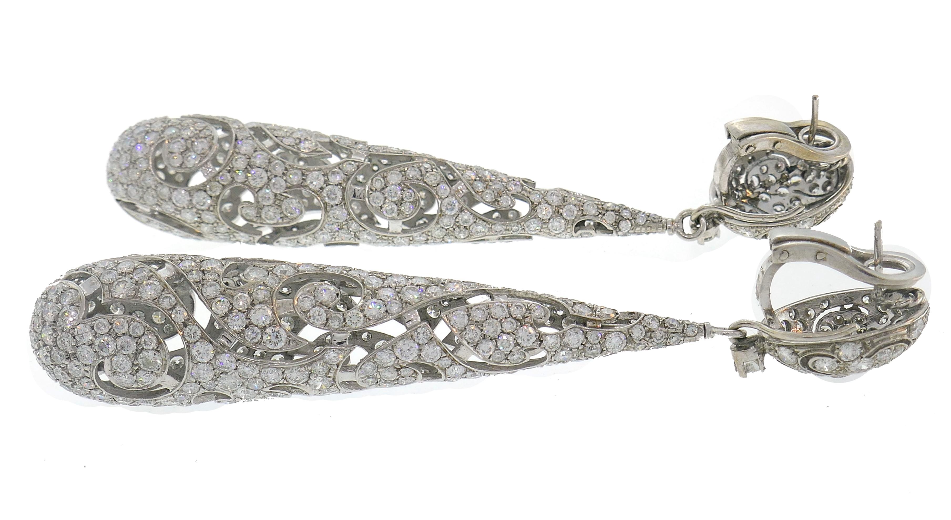 Diamond White Gold Dangle Earrings Day and Night 1