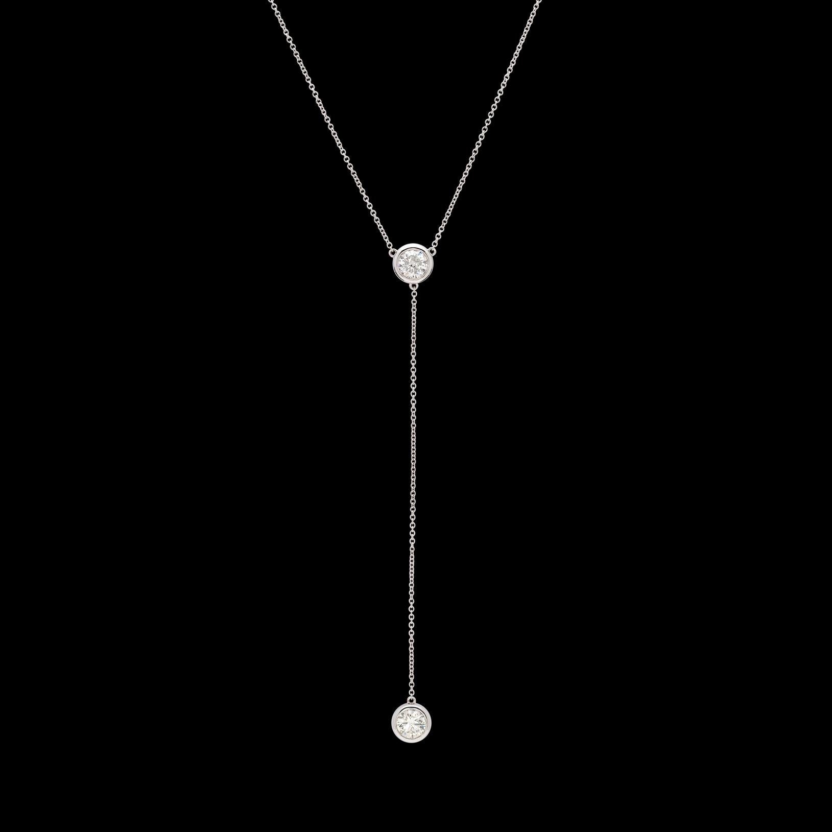 Round Cut Diamond White Gold Drop Necklace