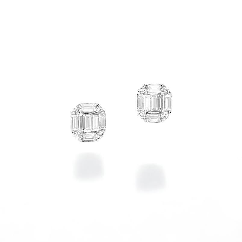 Earrings in 18kt white gold set with 8 diamonds 0.05 cts and 14        