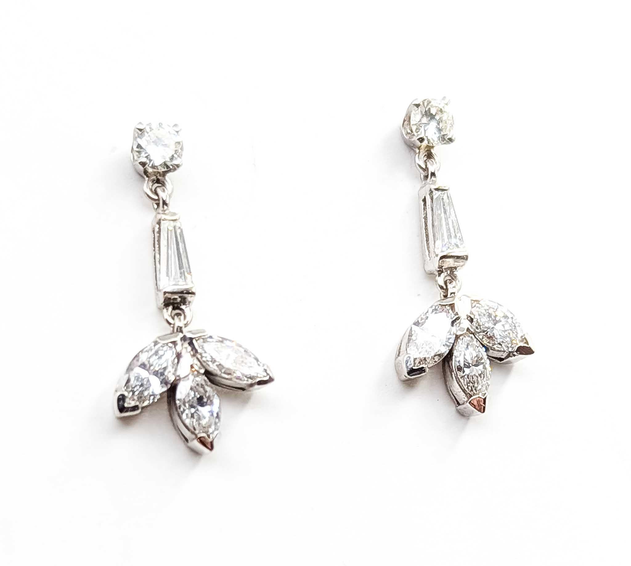 Marquise Cut Diamond White Gold Earrings For Sale