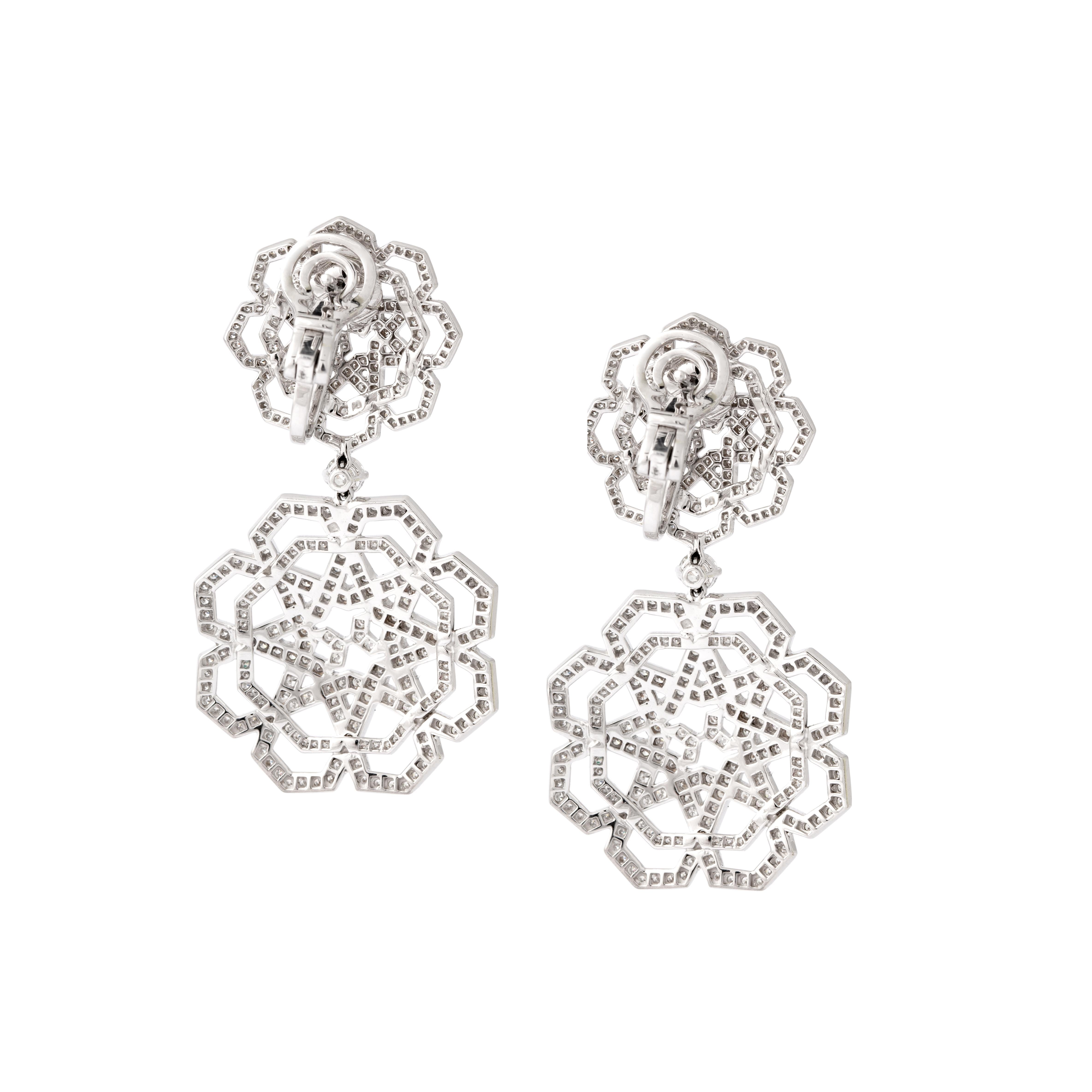 Contemporary Diamond White Gold Earrings For Sale