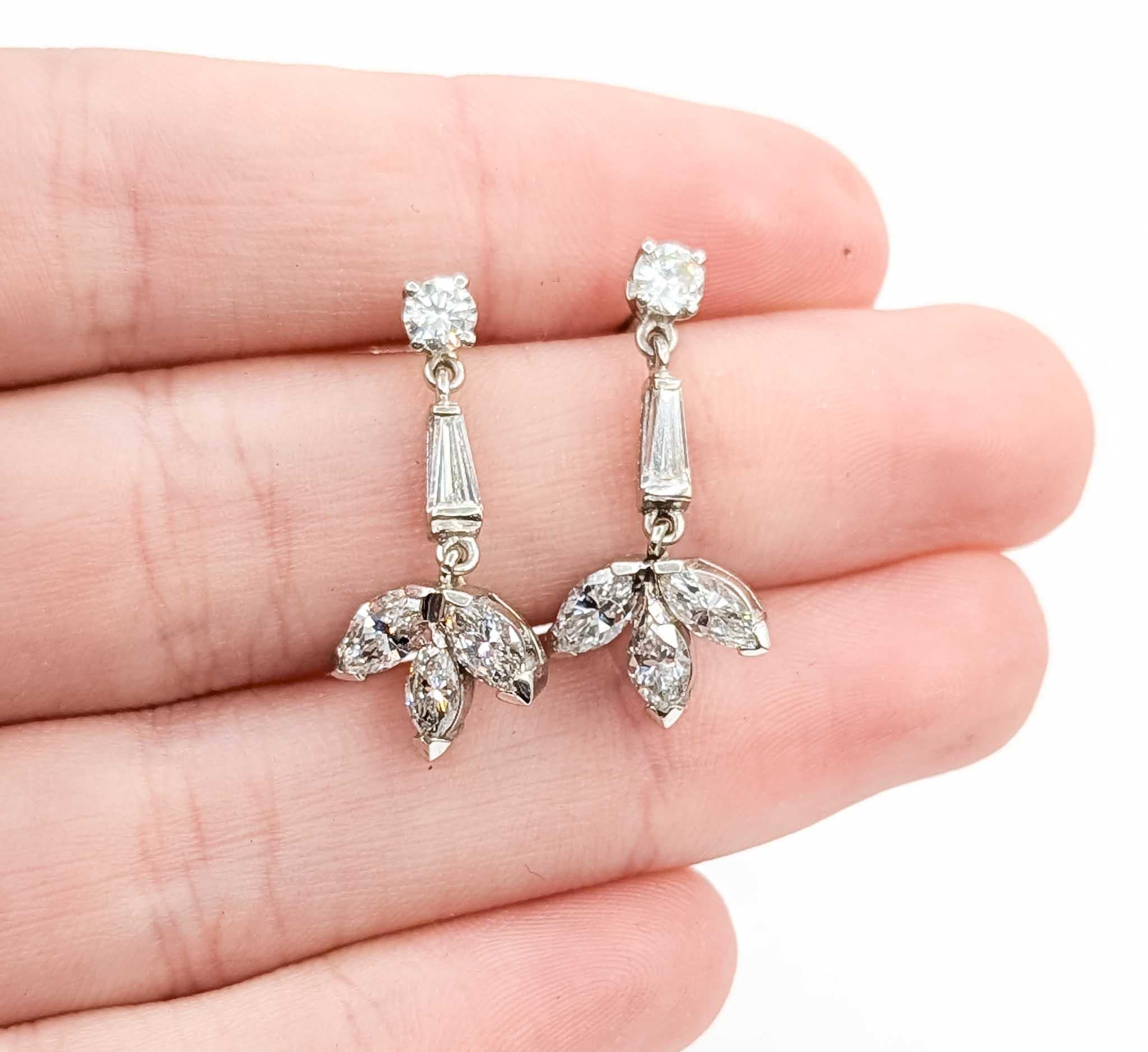 Diamond White Gold Earrings In Excellent Condition For Sale In Bloomington, MN