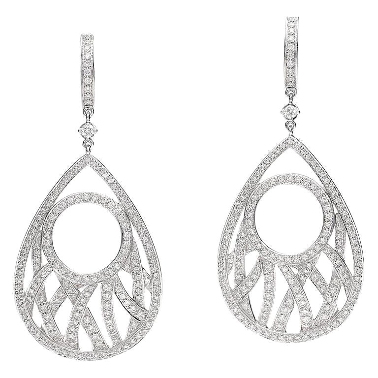 Boucles d'oreilles or blanc et diamants