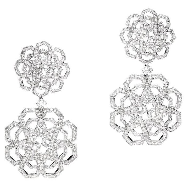 Boucles d'oreilles or blanc et diamants