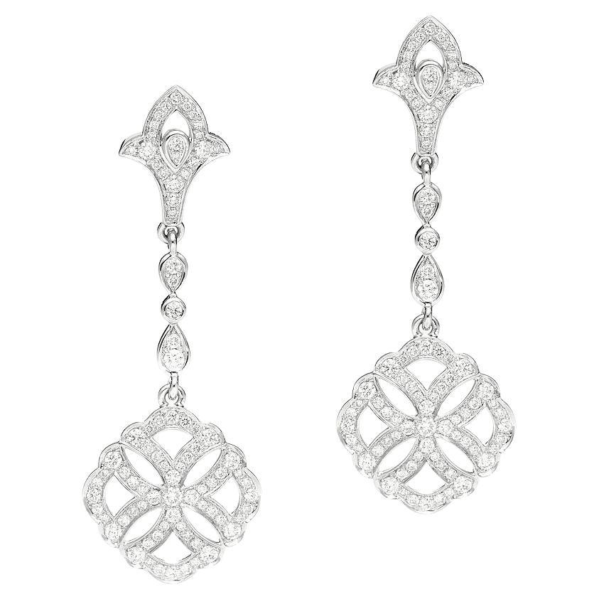 Pendant Diamond White Gold Earrings For Sale at 1stDibs