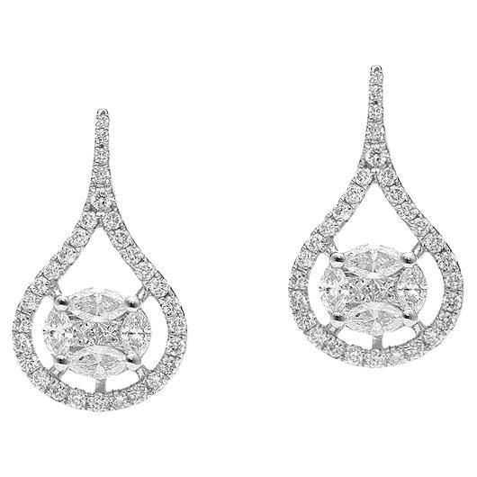 Diamond White Gold Earrings For Sale