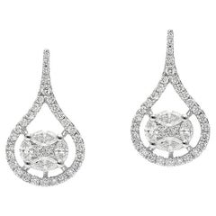 Boucles d'oreilles or blanc et diamants