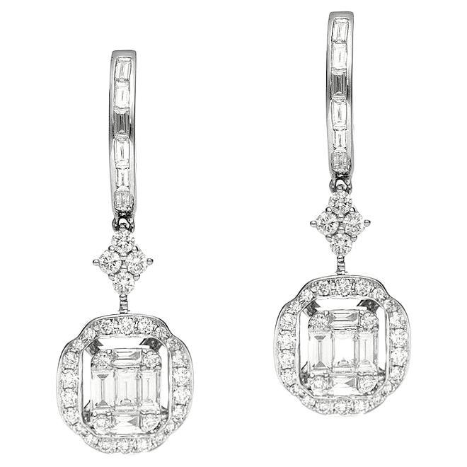 Boucles d'oreilles or blanc et diamants