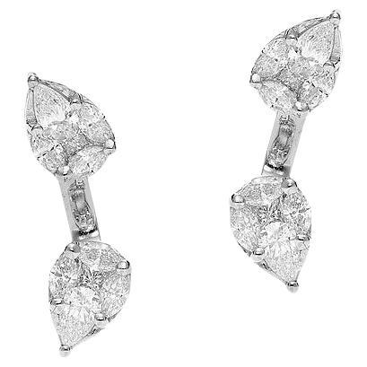 Boucles d'oreilles or blanc et diamants en vente