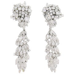 Vintage Diamond White Gold Earrings Interchangeable Day and Night