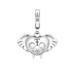 Diamond and 18 Karat White Gold Elephant Art Pendant