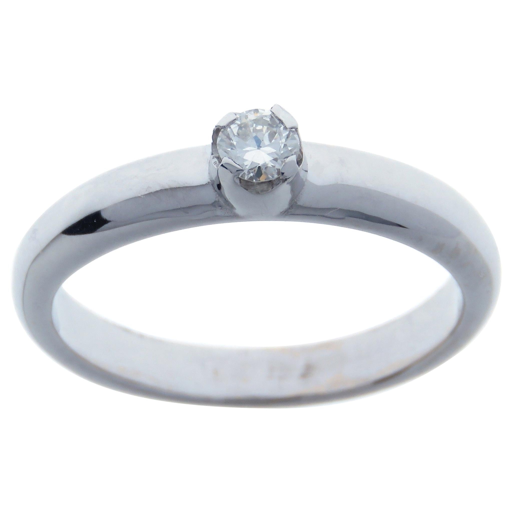 Diamond White Gold Engagement Ring Handcrafted in Italy by Botta Gioielli