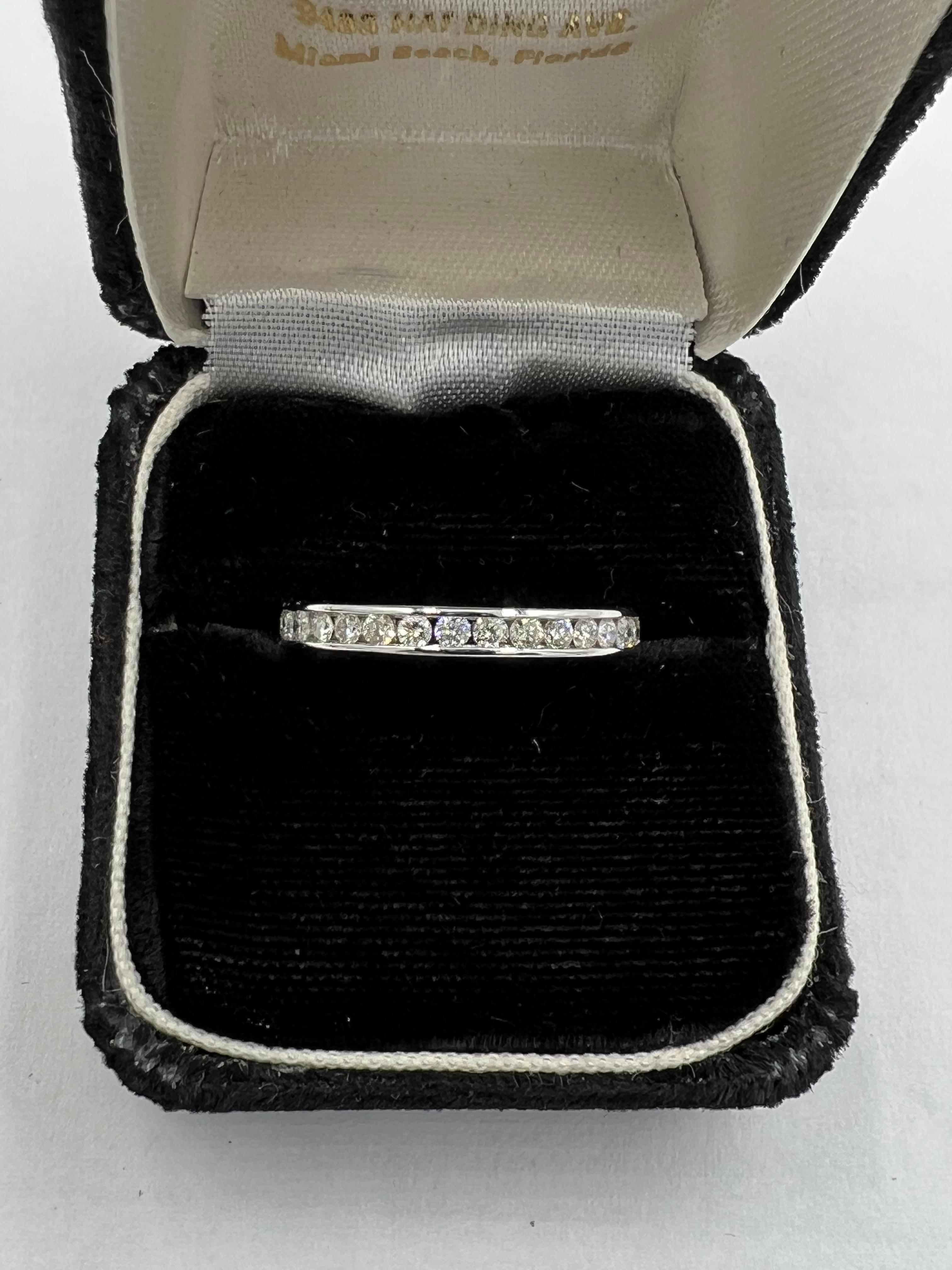 Contemporary Diamond White Gold Eternity Band Size 8.25 For Sale