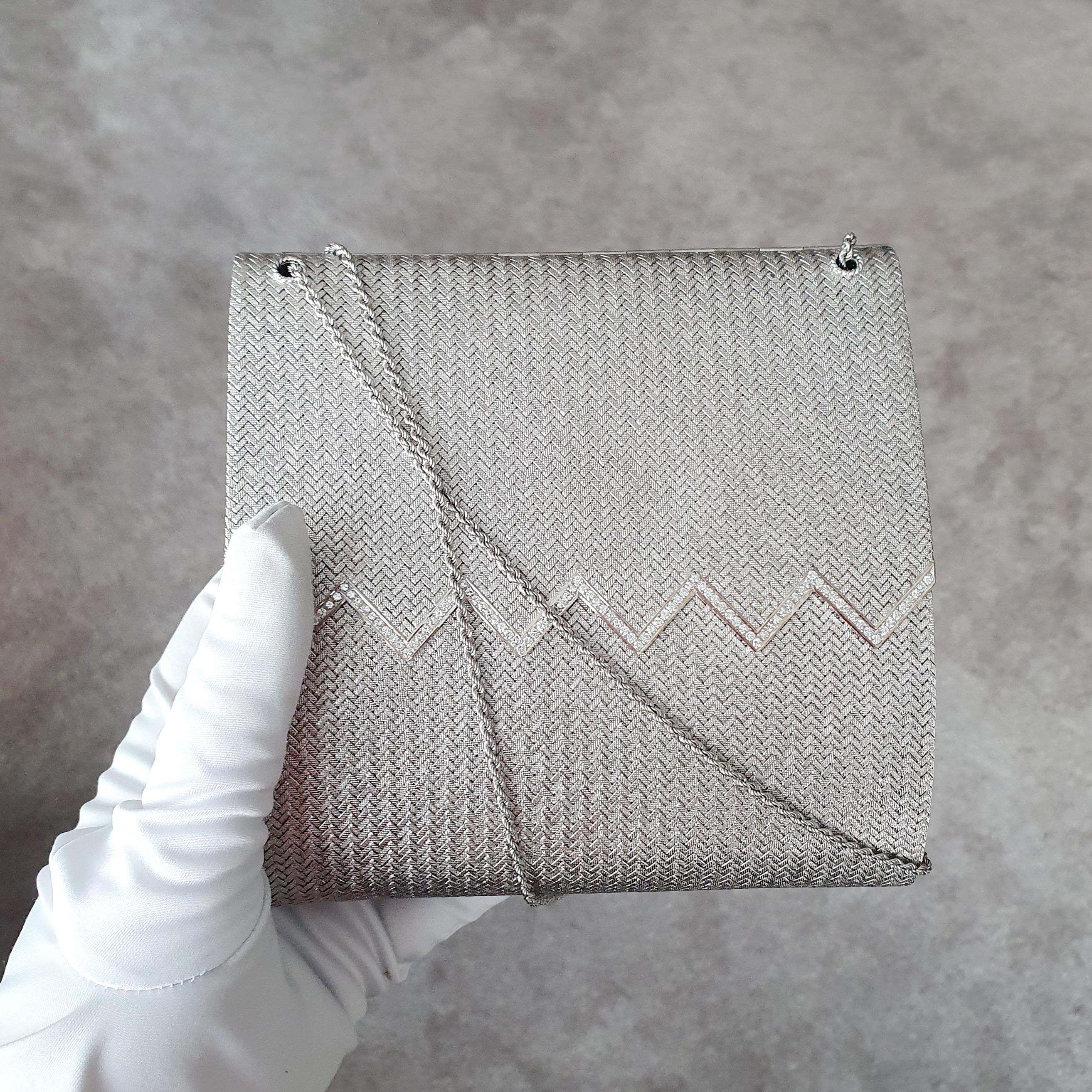 Bolso de noche de oro blanco con diamantes en venta 6