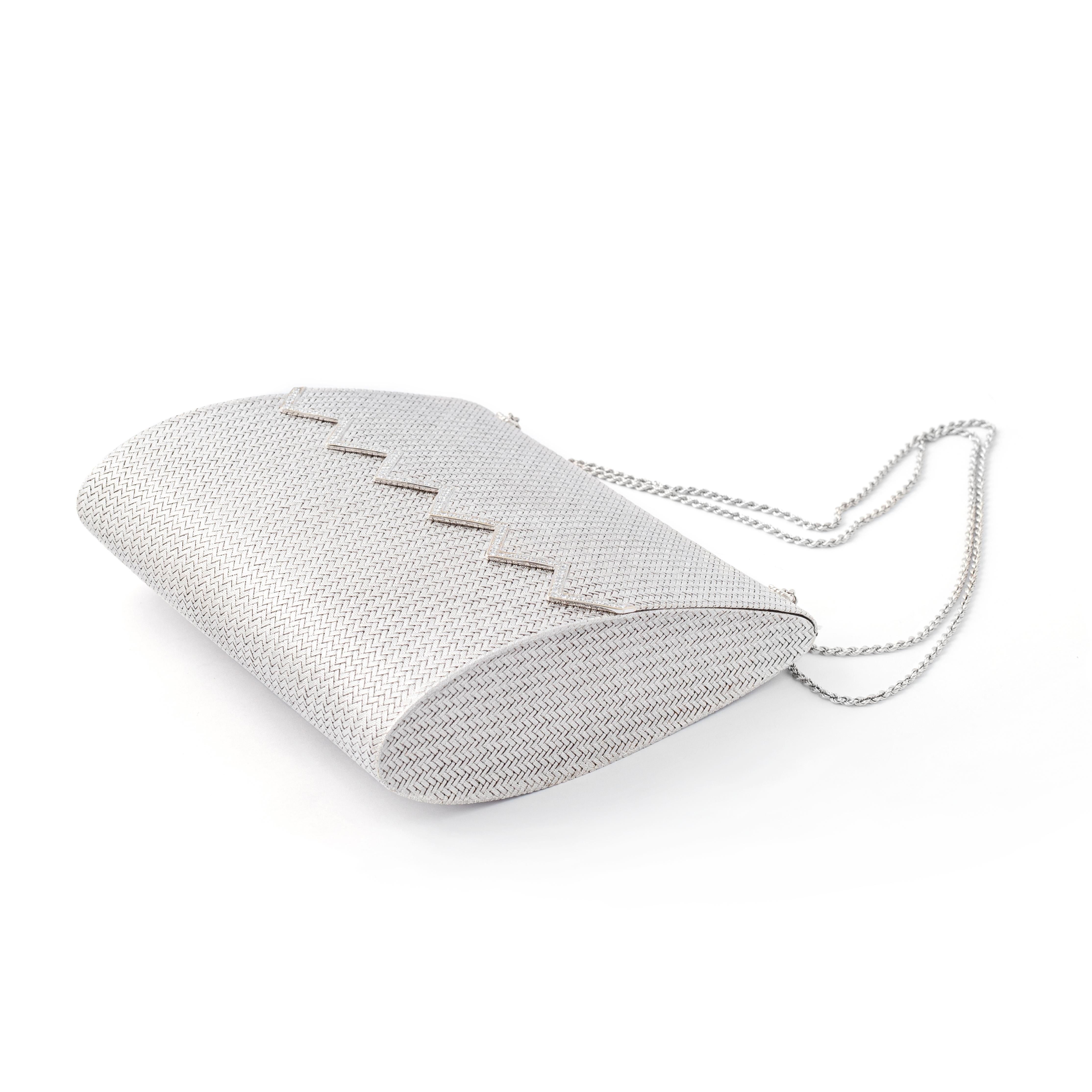 Bolso de noche de oro blanco con diamantes Art Decó en venta