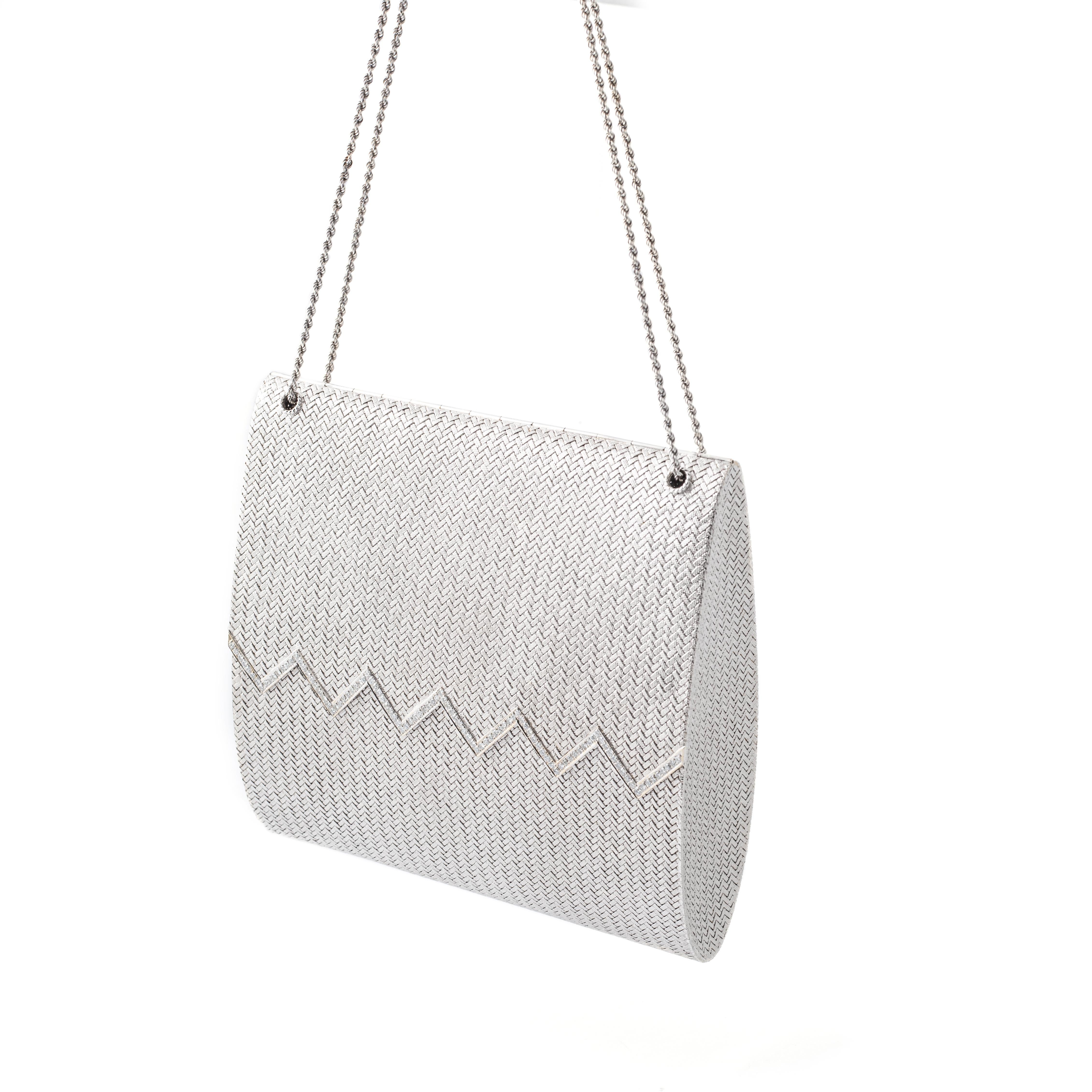 Women's or Men's Diamond white gold evening bag  For Sale