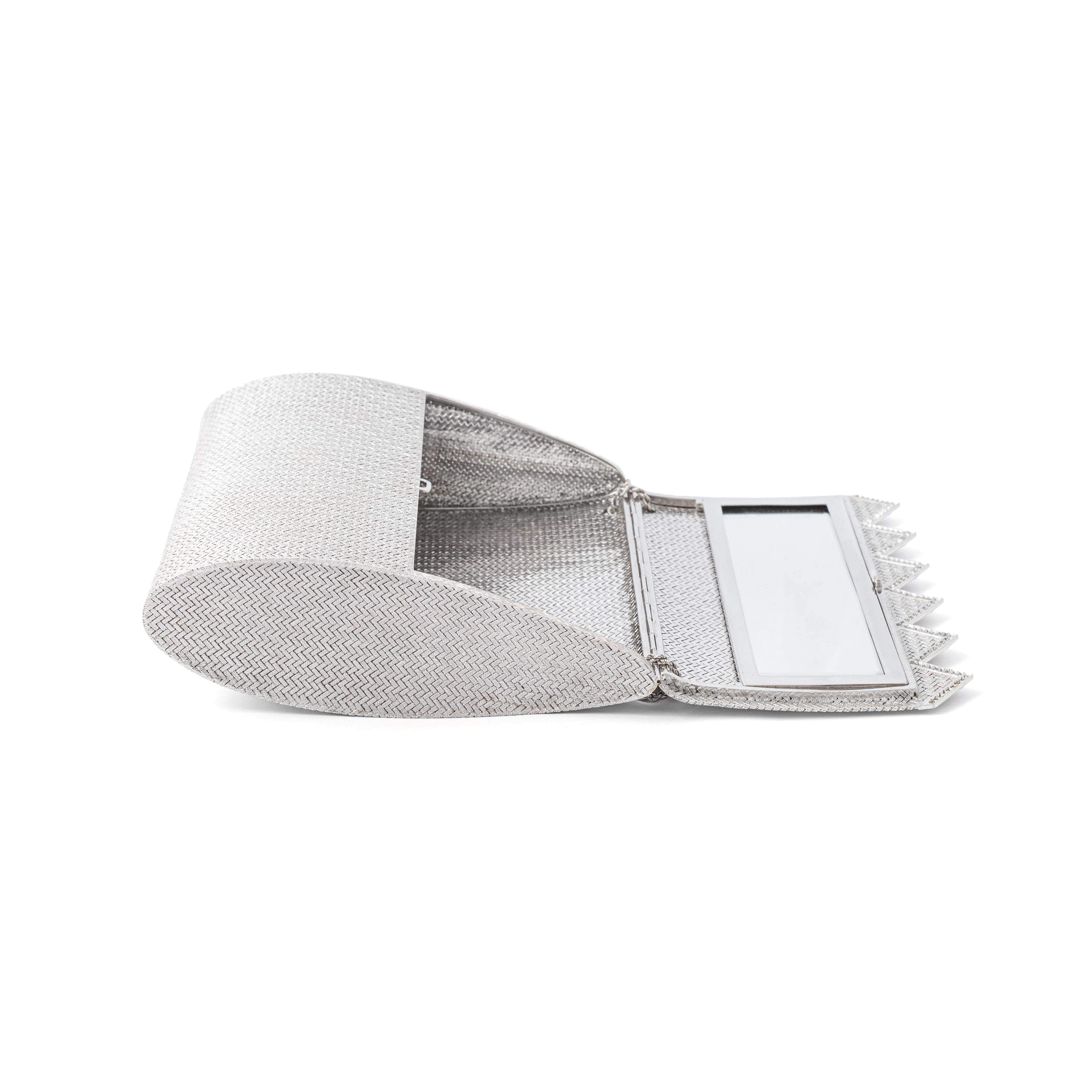 Bolso de noche de oro blanco con diamantes en venta 3