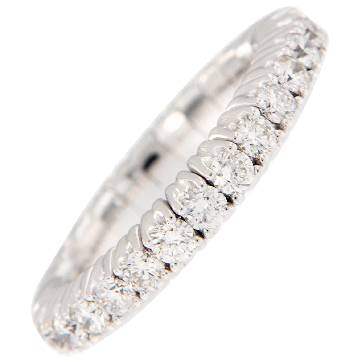 18 Karat White Gold Diamond Stretchable Band Ring For Sale