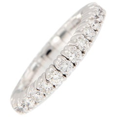 Bague jonc extensible en or blanc 18 carats et diamants