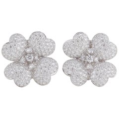 Diamond White Gold Flower Earrings