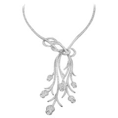 Diamant-Blumen-Halskette aus Weißgold