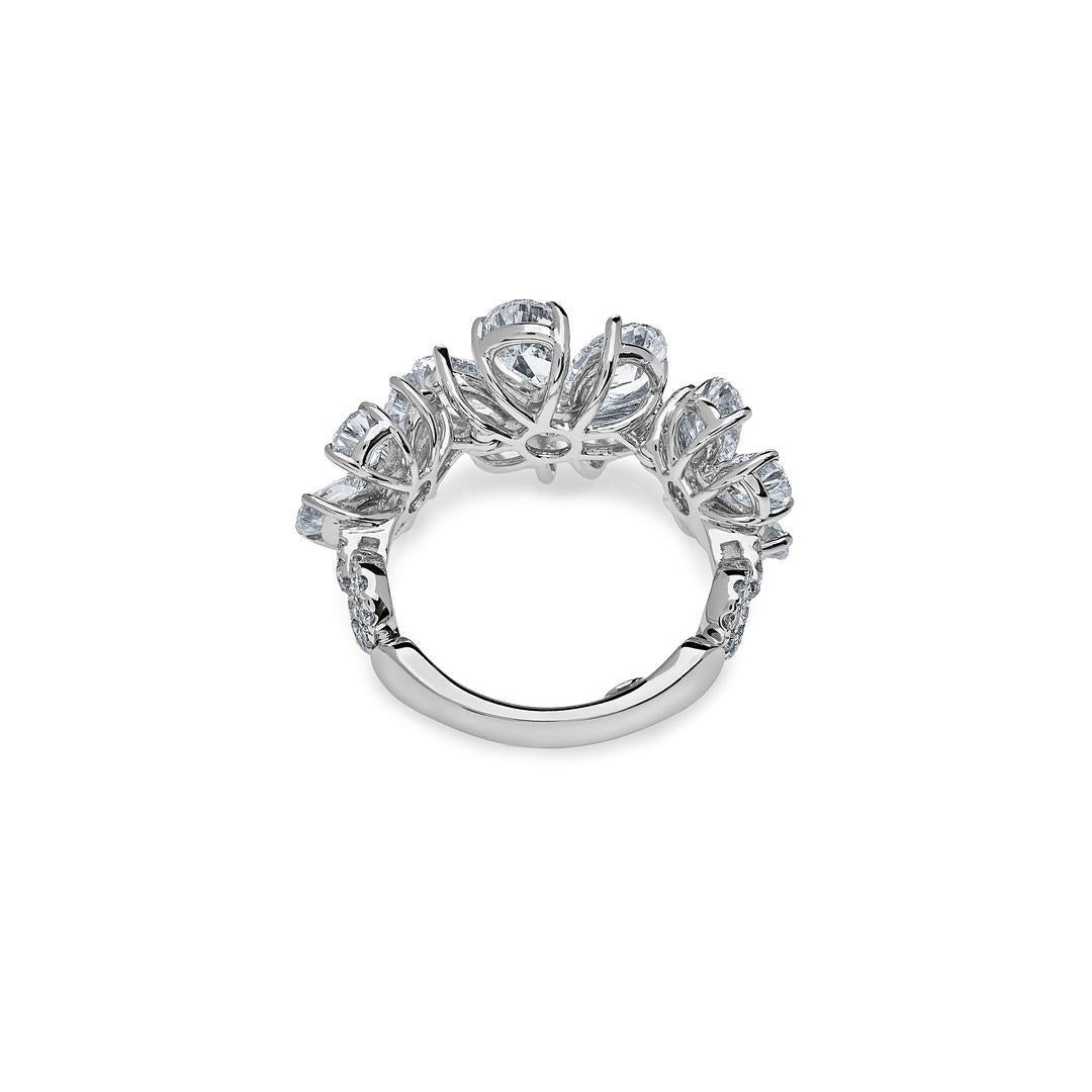 Contemporary Diamond White Gold Flower Ring For Sale