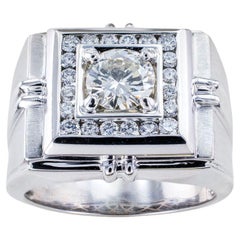 Vintage Diamond White Gold Gentlemans Cluster Ring