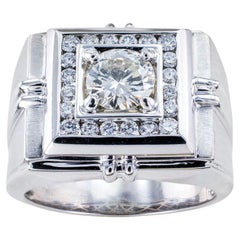 Bague pour homme en or blanc avec diamant