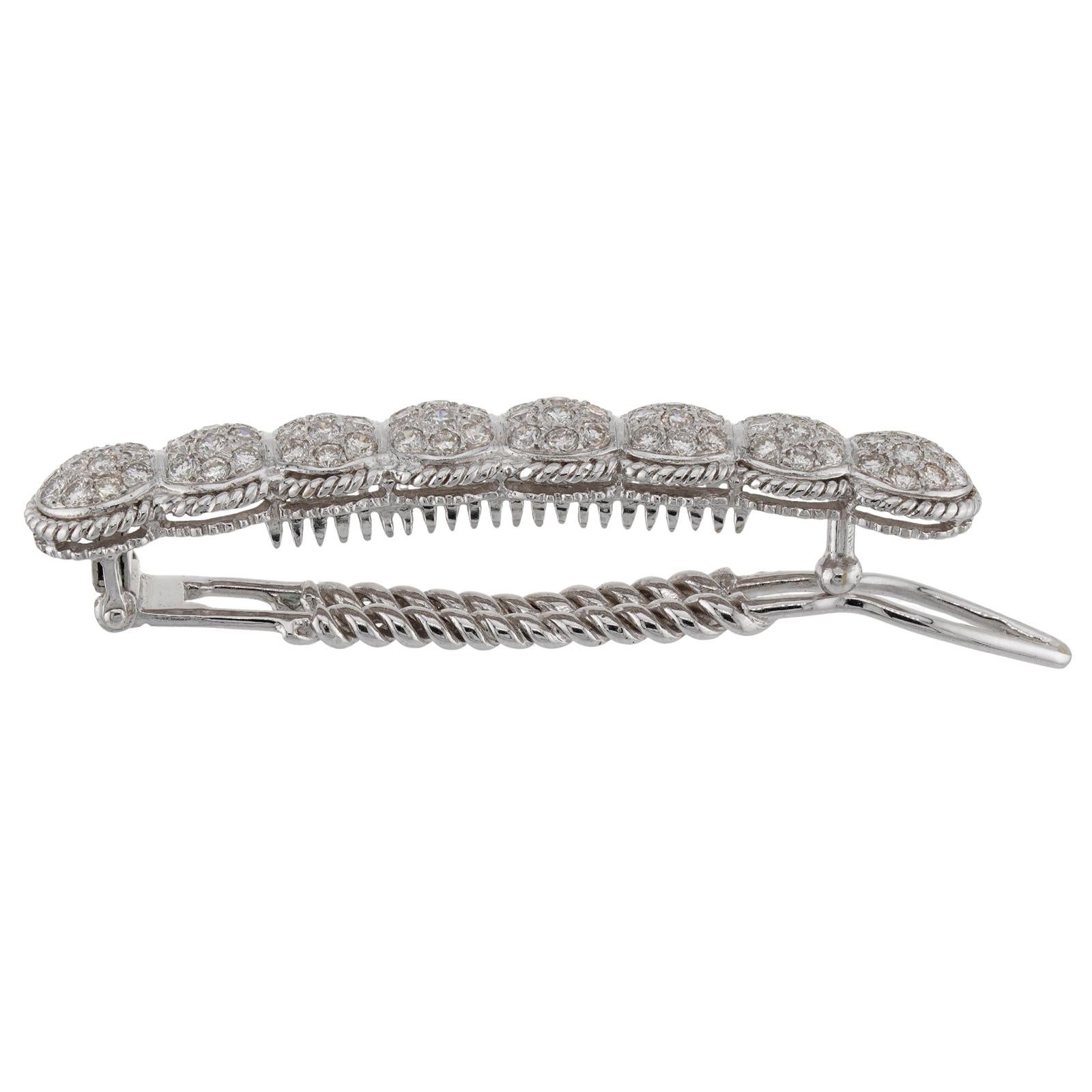 Brilliant Cut Diamond White Gold Hair Jewelry Pin For Sale