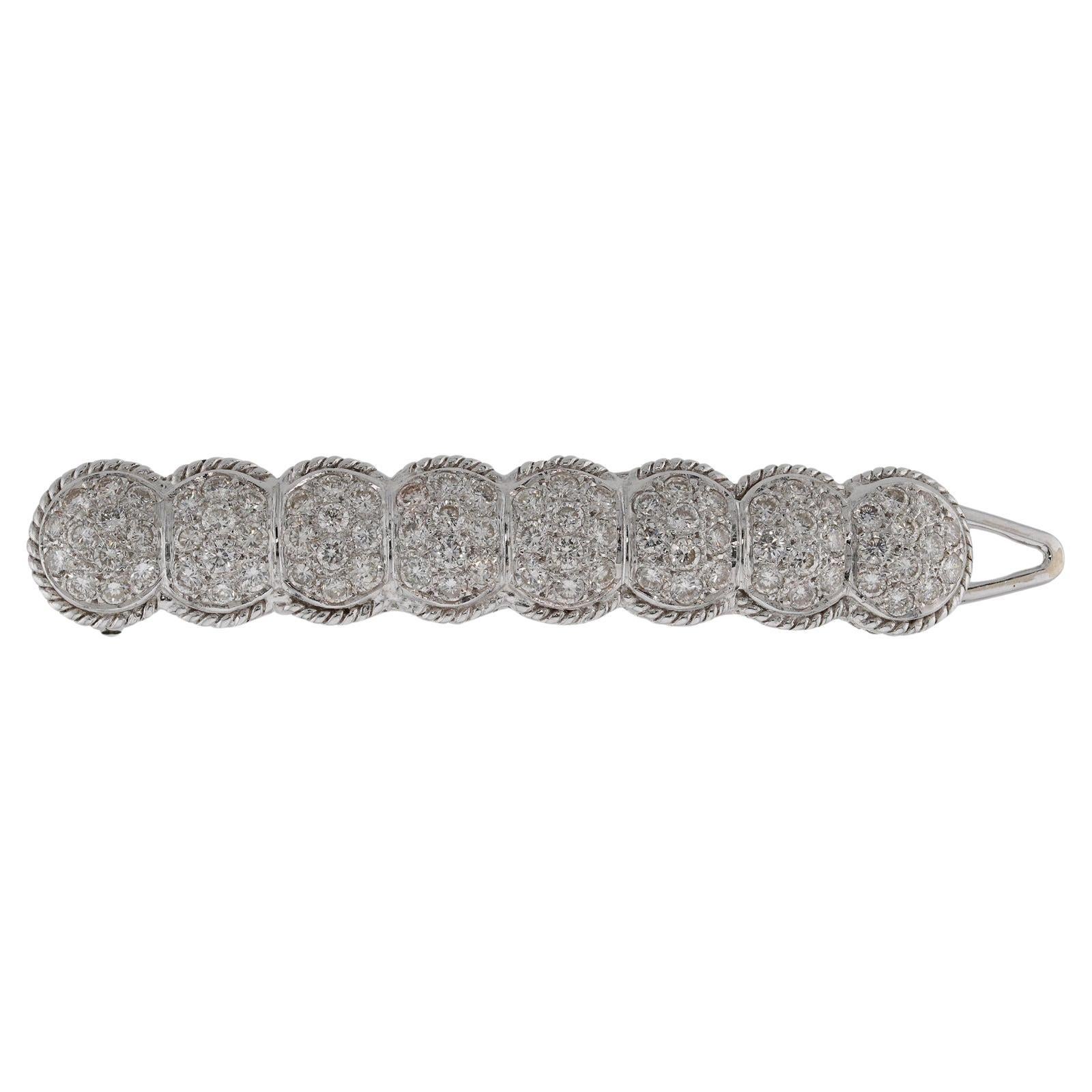 Diamond White Gold Hair Jewelry Pin For Sale
