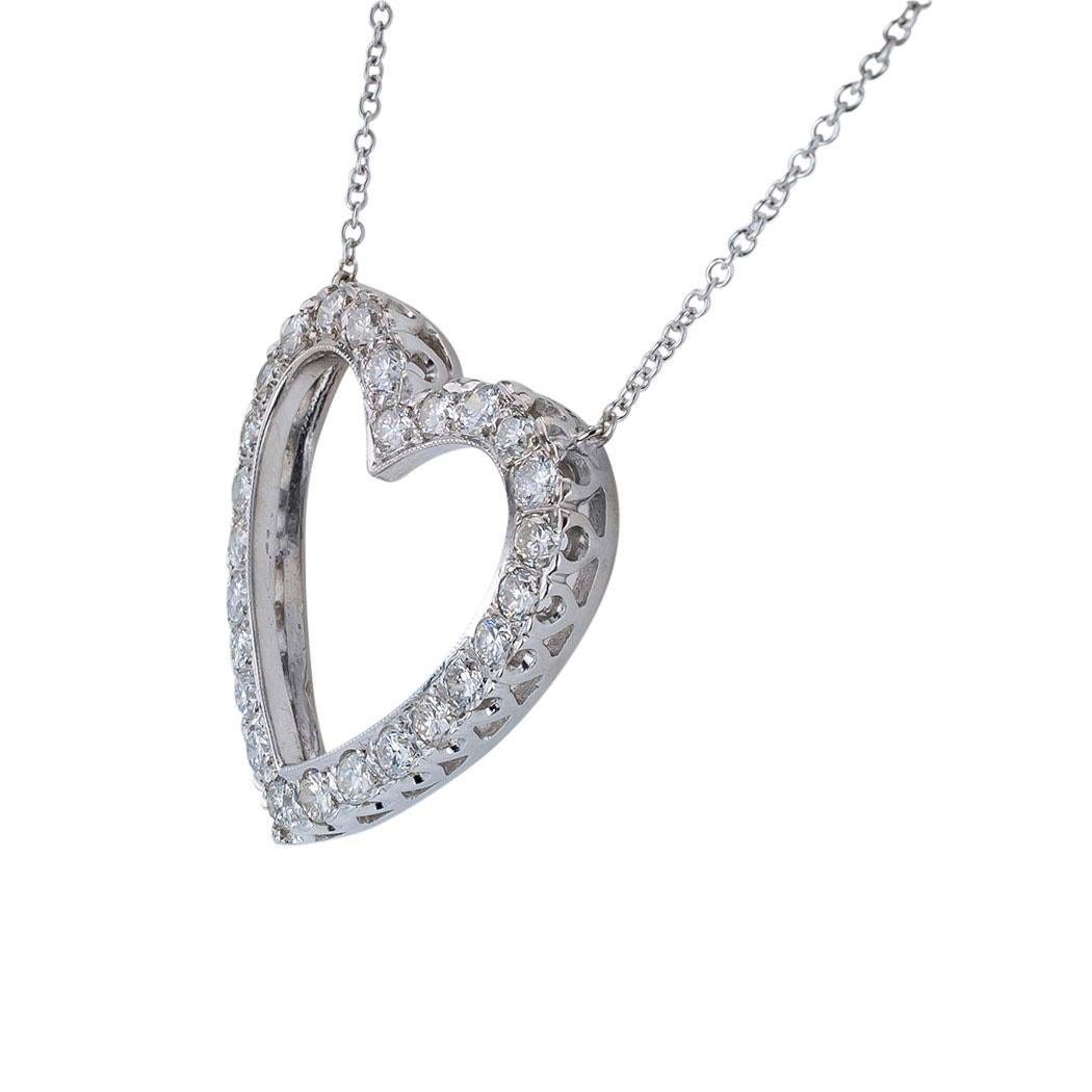 Modern Diamond White Gold Heart Shaped Pendant Necklace