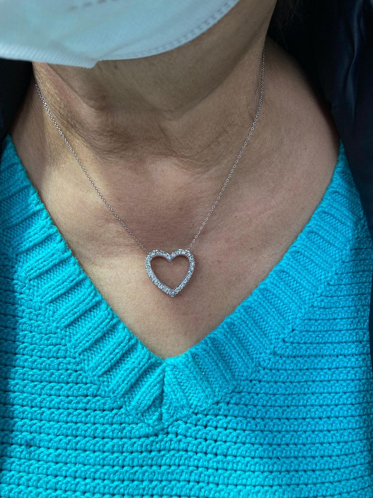 Women's Diamond White Gold Heart Shaped Pendant Necklace