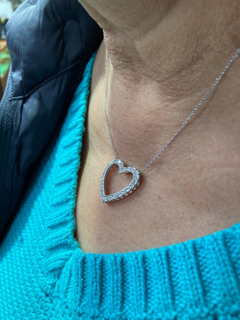Diamond White Gold Heart Shaped Pendant Necklace 1