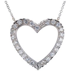 Diamond White Gold Heart Shaped Pendant Necklace