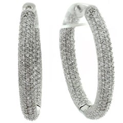 Diamond White Gold Hoop Earrings