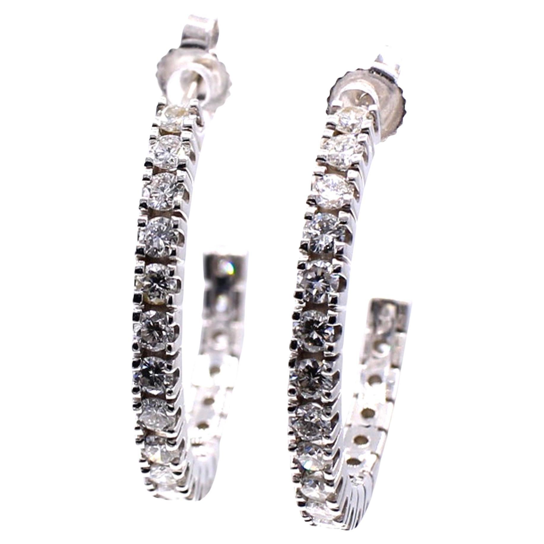 Diamond White Gold Hoop Earrings