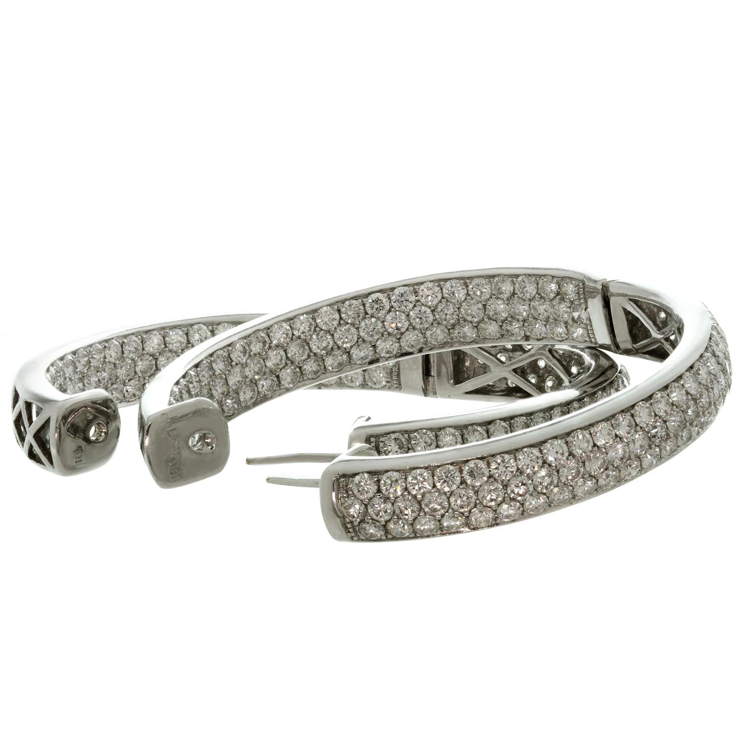 Diamond White Gold Inside Out Hoop Earrings 3