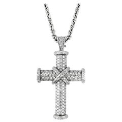 Diamond White Gold Large Theo Fennell Cross on Long Chain Pendant