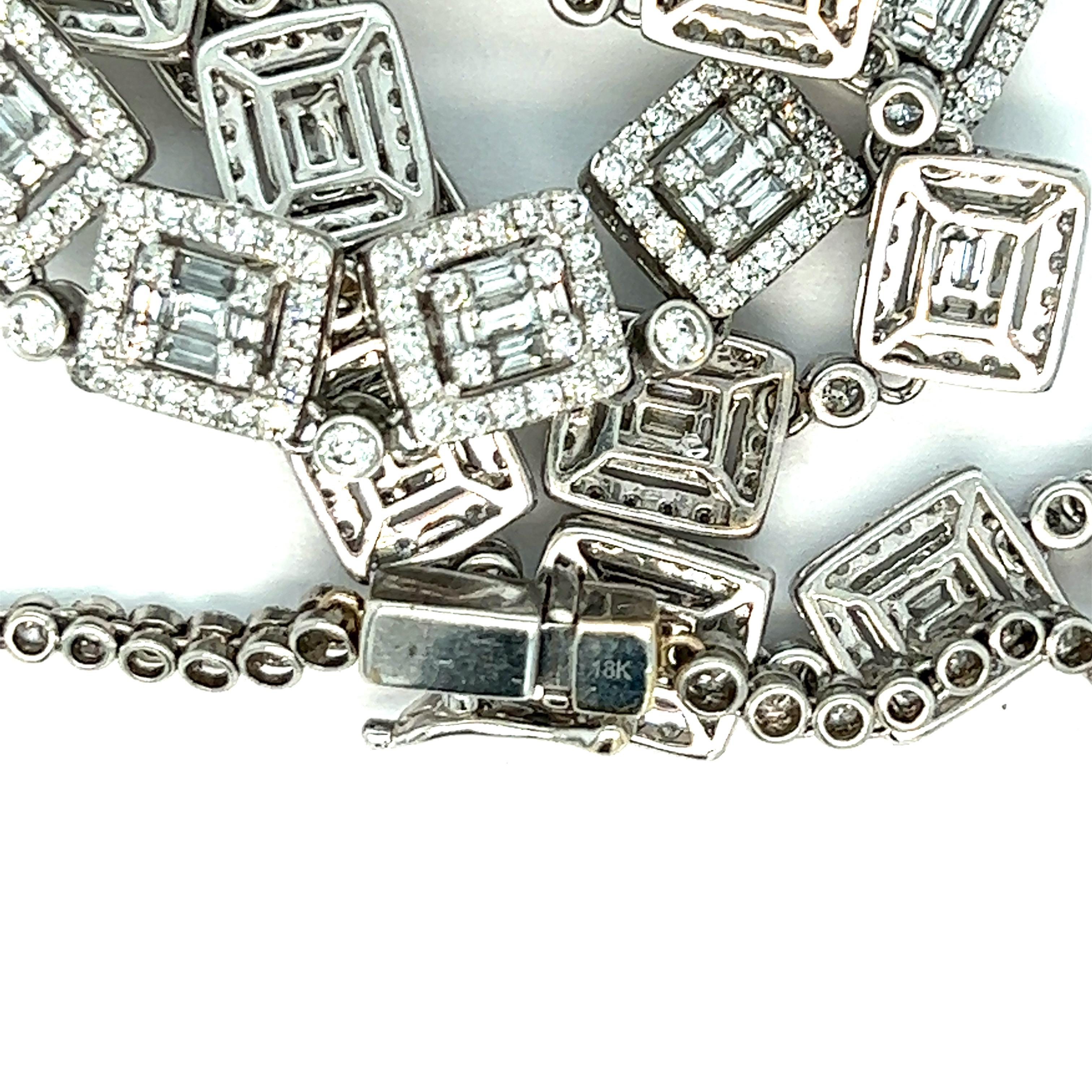 Diamant Weißgold Lange Halskette im Angebot 2