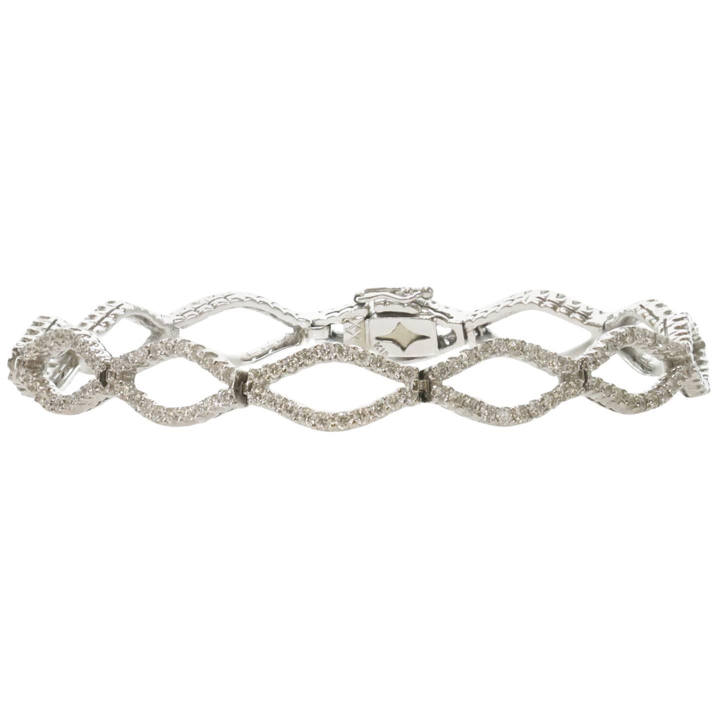 Diamond White Gold Marquise Link Bracelet