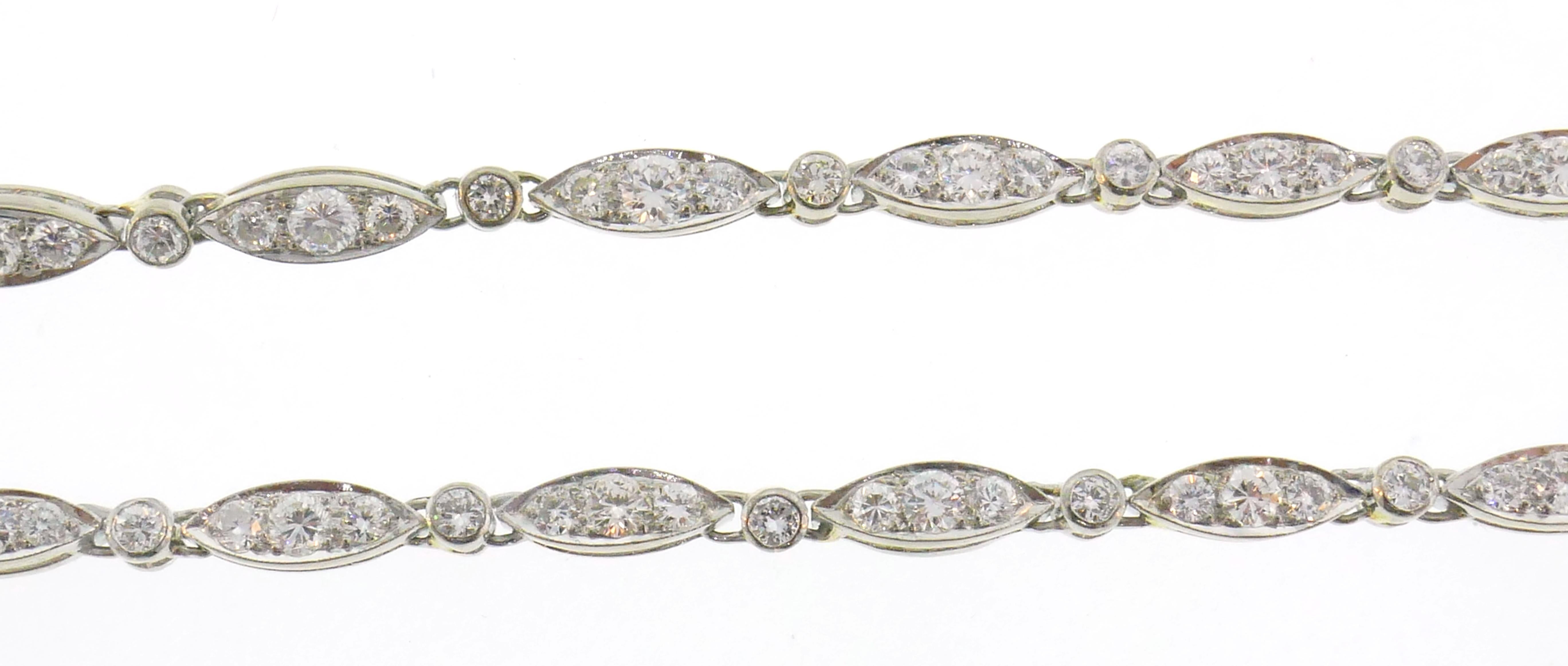 Diamond White Gold Necklace Bracelet with Marquise Link, 1960s 1