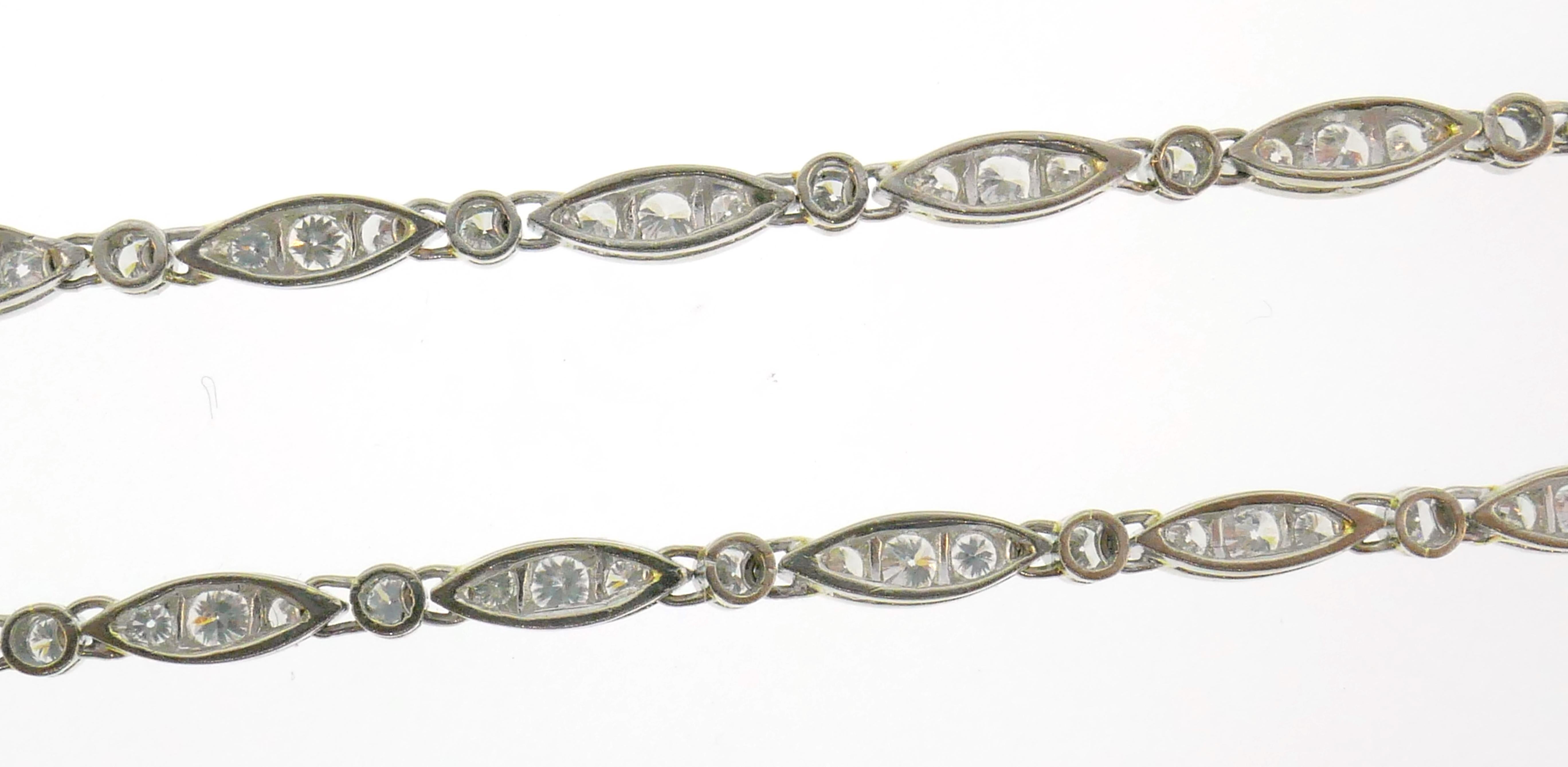 Diamond White Gold Necklace Bracelet with Marquise Link, 1960s 2